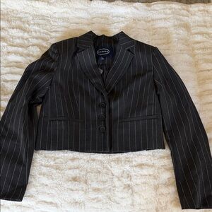 Scoop Black Pinstripe Cropped Blazer